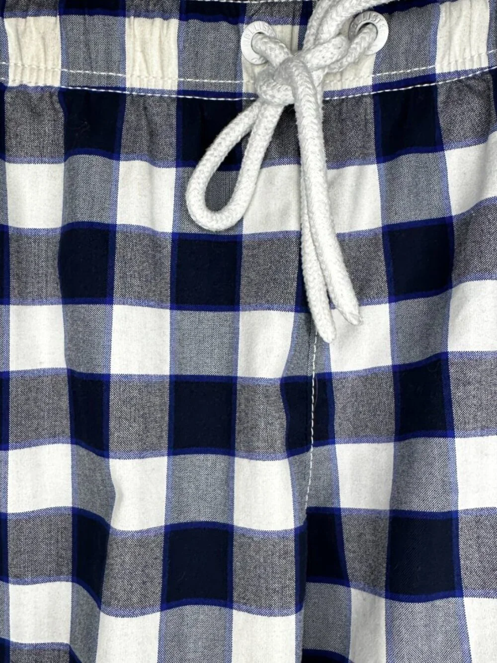 Hollister Men’s Swim Trunks Shorts Suit Plaid Blue White Drawstring Size XL